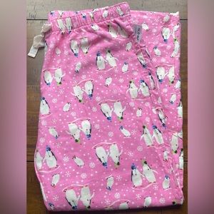 •NWT•Old Navy Women’s Mid-Rise Flannel Pajama Pants- PINK PENGUIN❄️🐧💗